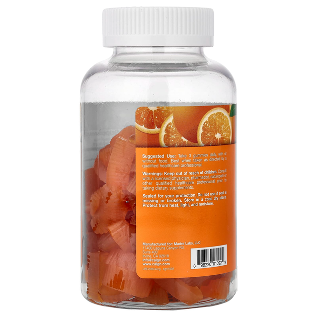 Витамин С для взрослых и детей от 4 лет California GOLD Nutrition, Gummies "Vitamin C" жевательный, вкус апельсина (90 конфет) - изображение 3