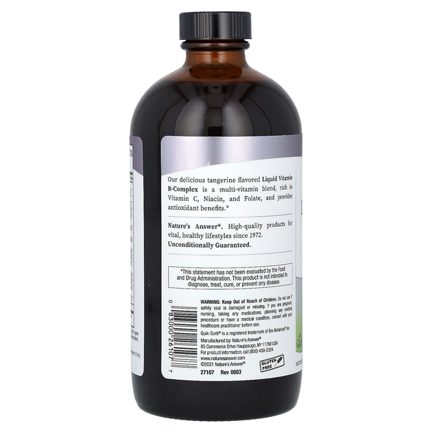 Рідкий комплекс вітамінів групи В, nature's Answer "Liquid Vitamin B-Complex" з мандариновим смаком (480 мл) - зображення 3