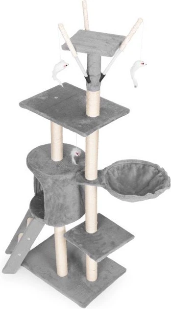 Drapak Petsi AIE-ATS37 wieża z domkiem 134 cm Szary (5905817010424) - obraz 3