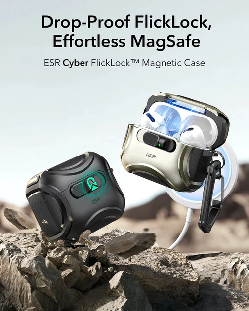 Чехол ESR Cyber Flicklock для Apple AirPods Pro 3 Titanium (1C02200202) - изображение 3