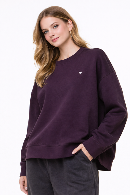 Стильний жіночий світшот у бордовому кольорі Oversize S-L - Фото 2 Стильний жіночий світшот у бордовому кольорі Oversize S-L - зображення 2