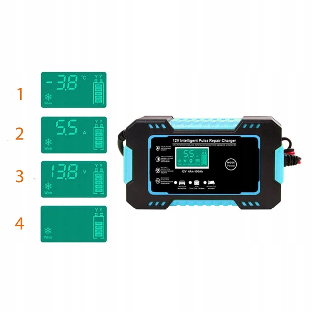 Умное зарядное устройство для аккумуляторов 12V 6A с LCD дисплеем и функцией восстановления - Фото 2 Умное зарядное устройство для аккумуляторов 12V 6A с LCD дисплеем и функцией восстановления - изображение 2
