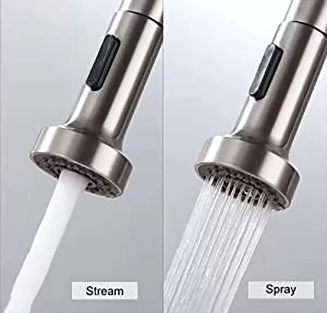 Смеситель кухонный с выдвижной душевой лейкой из 2 режима подачи воды Silver - изображение 2