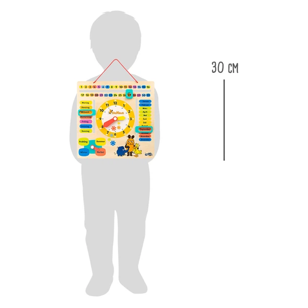 Zabawka edukacyjna Small Foot Drewniana tablica edukacyjna z zegarem „Watching Mouse” (wersja niemiecka) (10496) (4020972104960) - obraz 3