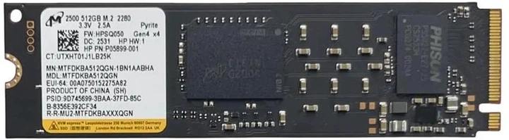 SSD диск Micron 2500 512GB M.2 2280 PCIe 4.0 NVMe QLC 3D NAND