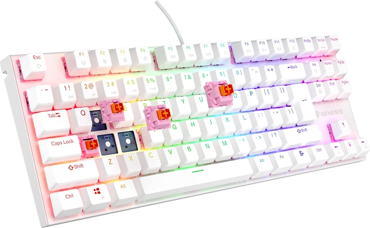 Клавіатура дротова Genesis Thor 303 TKL RGB Outemu Peach Silent White (NKG-2063) - зображення 7