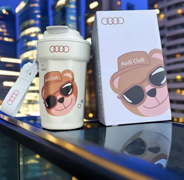 Термочашка ауді термокухоль AUDI термос з ведмедик і брелоком - зображення 2