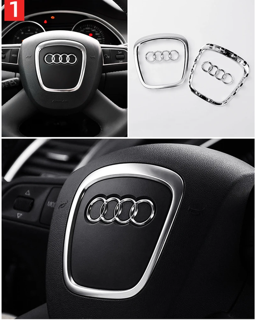 Накладка кермо Audi-ауди емблема рамка airbag A3 A4 A5 A6 A8 Q5 Q7 в подушку безпеки 98 мм 95 мм (ауді) - зображення 5