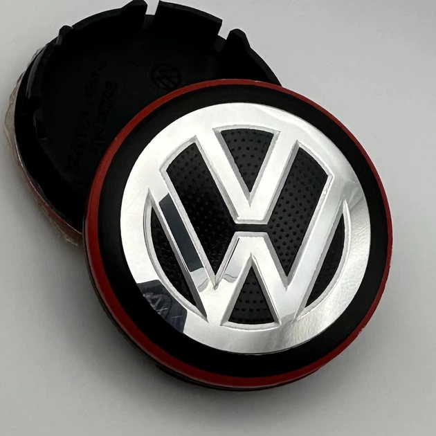 Колпачки для дисков Volkswagen 56 мм 52 мм 6C0601171 заглушки фольцваген GTI черные с красным - изображение 6