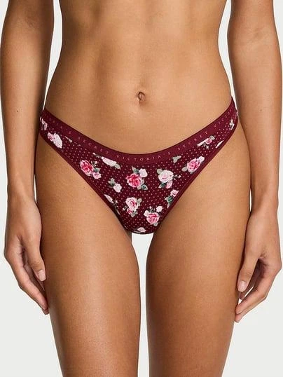 Жіночі трусики Victoria's Secret (352221976641) Stretch Cotton High-Leg Scoop Thong XS бордові - Фото 1 Жіночі трусики Victoria's Secret (352221976641) Stretch Cotton High-Leg Scoop Thong XS бордові - зображення 1