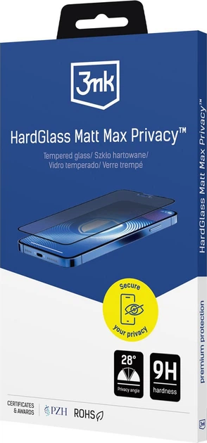 Szkło ochronne 3MK HardGlass Matt Max Privacy do Apple iPhone 13/13 Pro/14/16E (5903108584418) - obraz 2