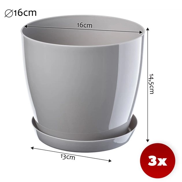 Квітковий горщик з блюдцем Kadax Agen K8132 3 шт - зображення 2