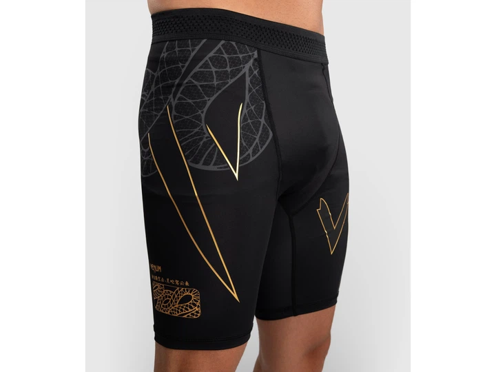 Шорти компресійні VENUM Serpenti Vale Tudo Shorts XL чорний/сірий/золотий (5967) - изображение 4