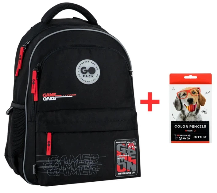 Рюкзак школьный GoPack Education GO26-182M-5 Born To Win + карандаши Kite 18 цветов (996018) - изображение 2