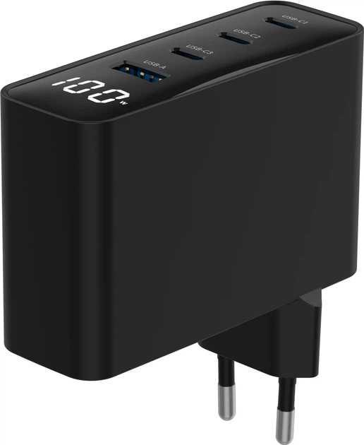 Сетевое зарядное устройство Gembird 1xUSB-A (QC3.0 30W) + 3xType-C (PD 100W) (TA-UC-PDQC100LCD-01-BK) - Фото 3 Сетевое зарядное устройство Gembird 1xUSB-A (QC3.0 30W) + 3xType-C (PD 100W) (TA-UC-PDQC100LCD-01-BK) - изображение 3