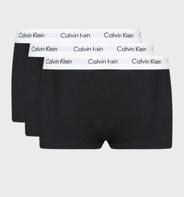 Набір чоловічих трусів боксерів Calvin Klein men boxer 3 шт, розмір М чорні, з сірим поясом. - зображення 2