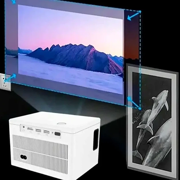 Портативний проектор 4K HD з Android 10 Wi-Fi Bluetooth для домашнього кінотеатру білий пластиковий - зображення 3