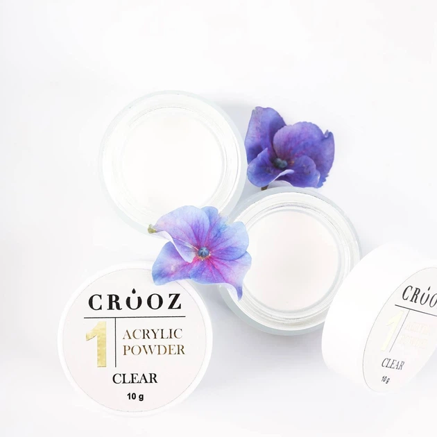 Акриловая пудра для ногтей Crooz Acrylic Powder Clear прозрачная 10 г - изображение 3