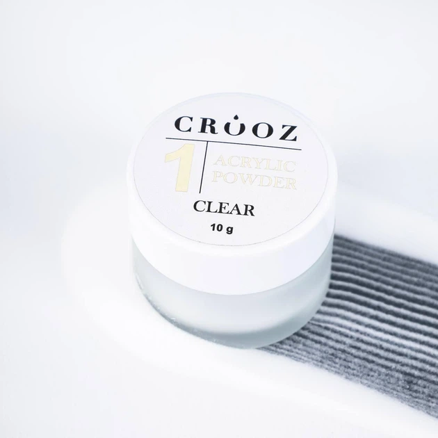 Акриловая пудра для ногтей Crooz Acrylic Powder Clear прозрачная 10 г - изображение 4