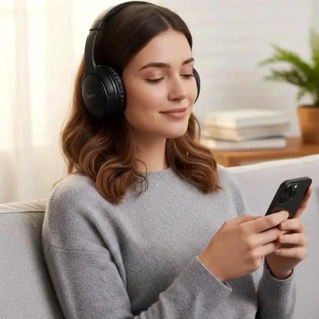 Беспроводные наушники Bluetooth 5.3 с активным шумоподавлением для телефона Hoco W40 черные 200 мАч - изображение 2