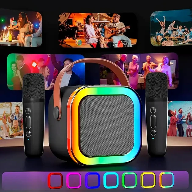 Беспроводная колонка караоке с двумя микрофонами 10 Вт Bluetooth USB черный K12 - изображение 6