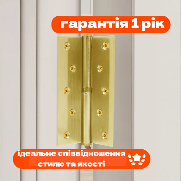 Комплект разъёмных врезных петель карточного типа для деревянных дверей FZB 5*125*75 GP правая Золото - изображение 4