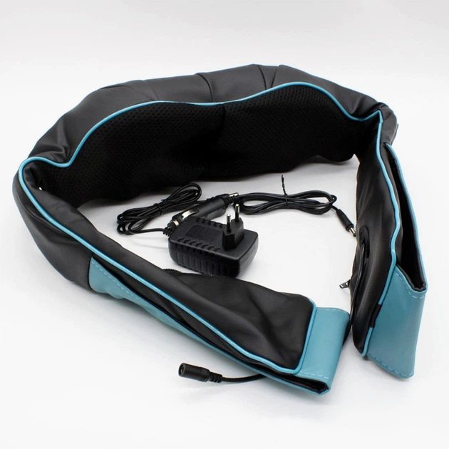 Массажер роликовый Massager of neck kneading Shiatsu для шеи, спины и всего тела с подогревом чёрно-синий - изображение 2