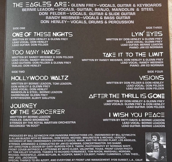Eagles - One Of These Nights (2 пластинки, 45 об/мин, Альбом, Лимитированое, Пронумерованный, Переиздание, Ремастеринг) - изображение 3