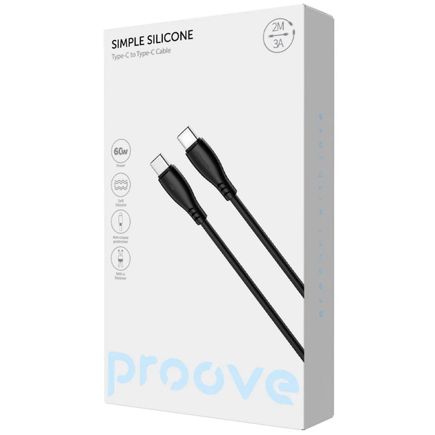 Кабель Proove Simple Silicone Type-C to Type-C 60W (2m) black - зображення 2