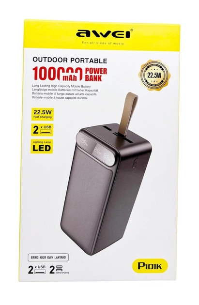 Power Bank 100000 mAh 22,5W с кабелем Type-C P101K зарядка внешний аккумулятор павербанк быстрая зарядка - изображение 7
