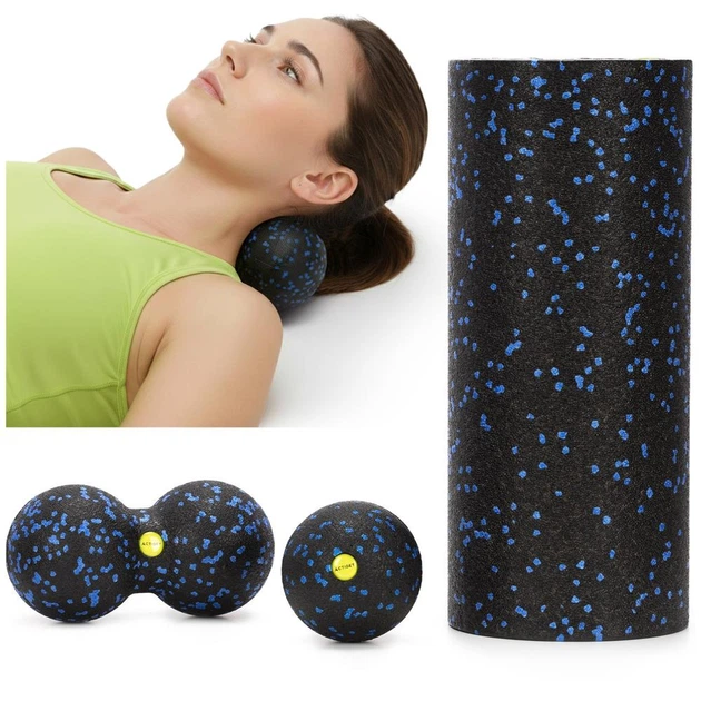 Набір для масажу Actiget М’яч ролер подвійний м’яч Чорно-синій ACT0103 (5908455309257) - зображення 2