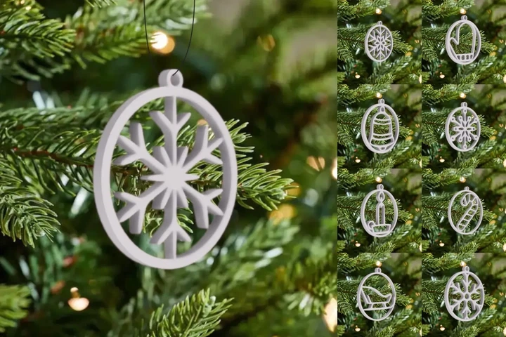 Набор Елочных Шаров Снежинка Christmas Ornament Ball Decoration Snowflake 3Д Печать Белый 7 См - изображение 4