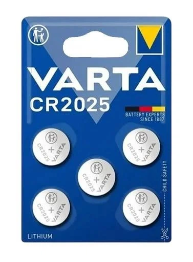 Батарейка литиевая Varta Lithium CR2025, 3V, блистер 5шт - Фото 1 Батарейка литиевая Varta Lithium CR2025, 3V, блистер 5шт - изображение 1