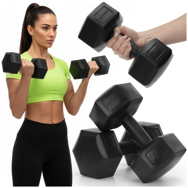 Гантелі для вправ Actiget бітумні 2 × 5 кг ACT0163 (5908455309851) - зображення 2