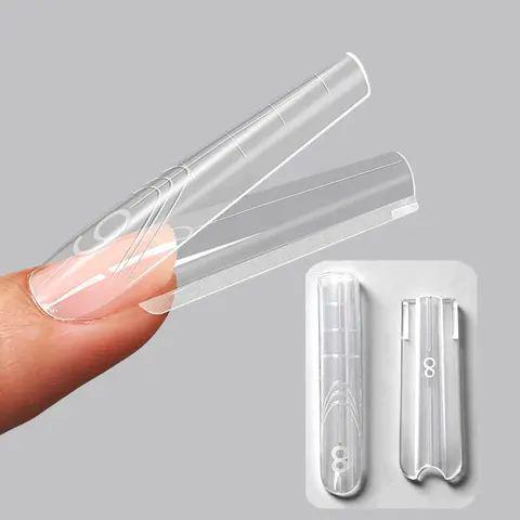 Global Fashion Sandwich Dual Nail Form Квадрат — двосторонні форми «Сендвіч» для нарощування нігтів, 240 шт 15 розмірів - изображение 5