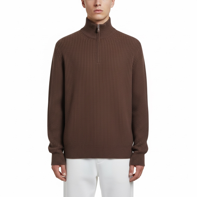 Мужской кашемировый свитер в стиле Loro Piana, коричневый (LP09001.1ML) - Фото 3 Мужской кашемировый свитер в стиле Loro Piana, коричневый (LP09001.1ML) - изображение 3