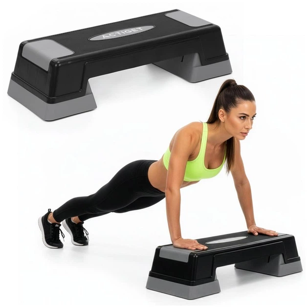 Степ для аеробіки Actiget 2 рівні чорно-сірий ACT0120 (5908455309424) - зображення 2