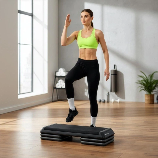 Степ для аеробіки Actiget 3 рівні чорно-сірий ACT0121 (5908455309431) - зображення 13