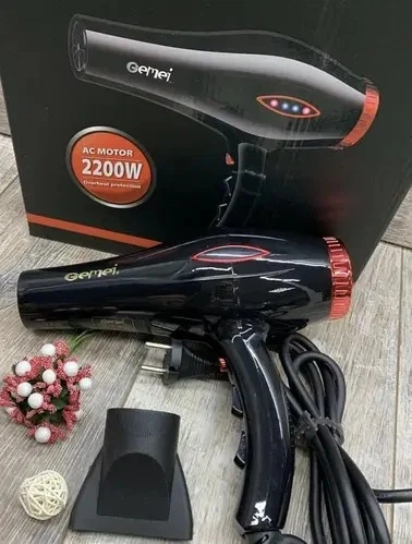 Профессиональный фен для волос Gemei 1770GM 2200W насадка, 3 температурных режима, 2 скорости - изображение 6