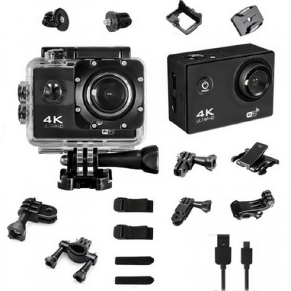 Экшн камера с аквабоксом для подводной съёмки водонепроницаемая Action camera SJR700 UltraHD Черная + Гибкий штатив - изображение 12
