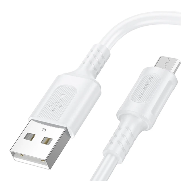 Кабель USB Borofone BX111, MicroUSB, 2.4A, 1m, Белый - Фото 3 Кабель USB Borofone BX111, MicroUSB, 2.4A, 1m, Белый - изображение 3