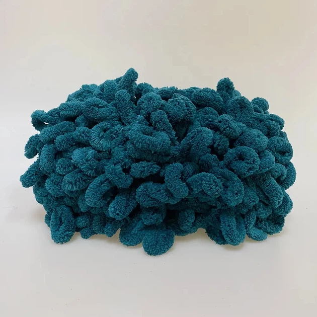 Alize Puffy № 426 Кобальт, 100г/9м – Ализе Пуффи, плюшевая пряжа с готовыми петлями для вязания руками пледов, игрушек и аксессуаров - изображение 3