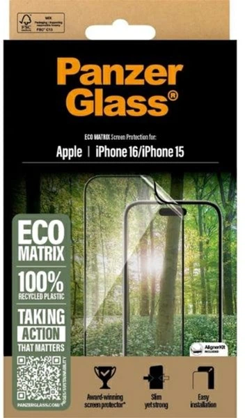 Folia ochronna Panzer Glass Eco Matrix Ultra-Wide Fit do Apple iPhone 16 Black (2869) - obraz 3