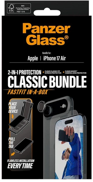 Szkło hartowane Panzer Glass 2-in-1 Classic Bundle Set FASTFIT IN-A-BOX do Apple iPhone Air Transparent (5715685027468) - obraz 2
