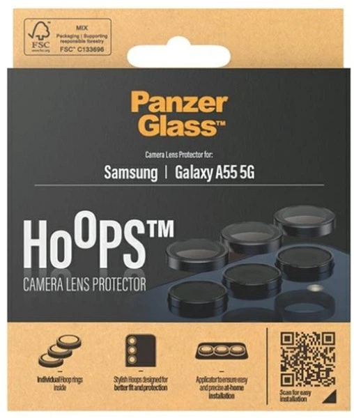 Szkło hartowane Panzer Glass Hoops Lens Protector do Samsung Galaxy A55 Black (1227) - obraz 4