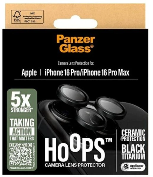 Szkło hartowane Panzer Glass Hoops Lens Protector do Apple iPhone 16 Pro/16 Pro Max Black (1282) - obraz 4