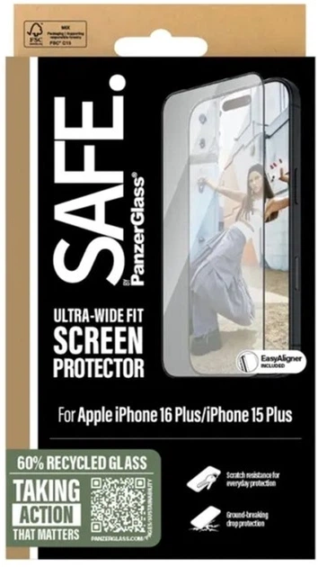 Захисне скло Panzer Glass Safe для Apple iPhone 16 Plus/15 Plus Black (SAFE95963) - зображення 2