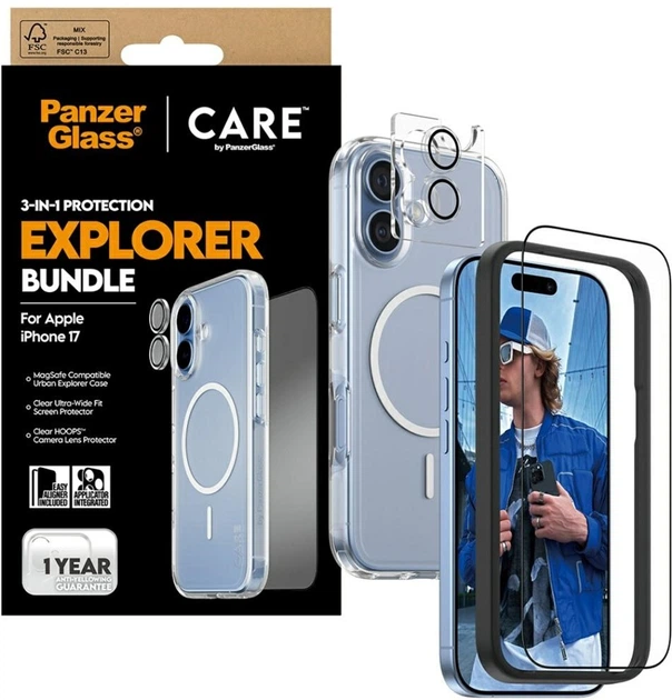 Zestaw etui + szkło Panzer Glass CARE 3-in-1 Flagship Explorer Bundle do Apple iPhone 17 Transparent (CR46095) - obraz 4