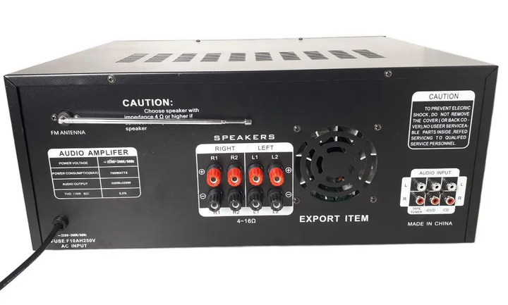 Усилитель звука UKC AV-737BT Black с Bluetooth USB FM 300 Вт с караоке пультом (7067) - изображение 4