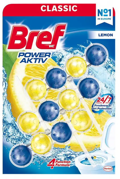 Туалетный блок Bref Lemon, 3х50 г - Фото 1 Туалетный блок Bref Lemon, 3х50 г - изображение 1
